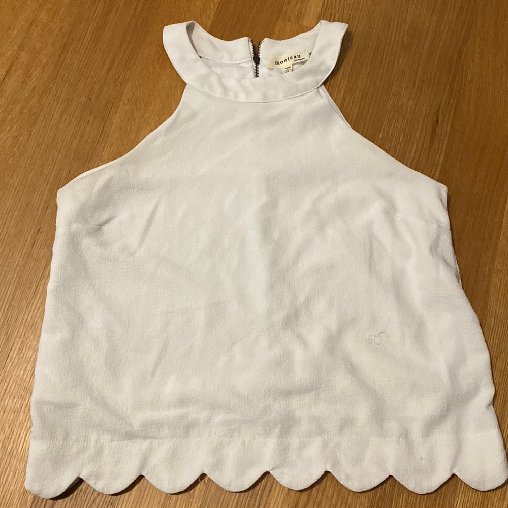 white scalloped tank top